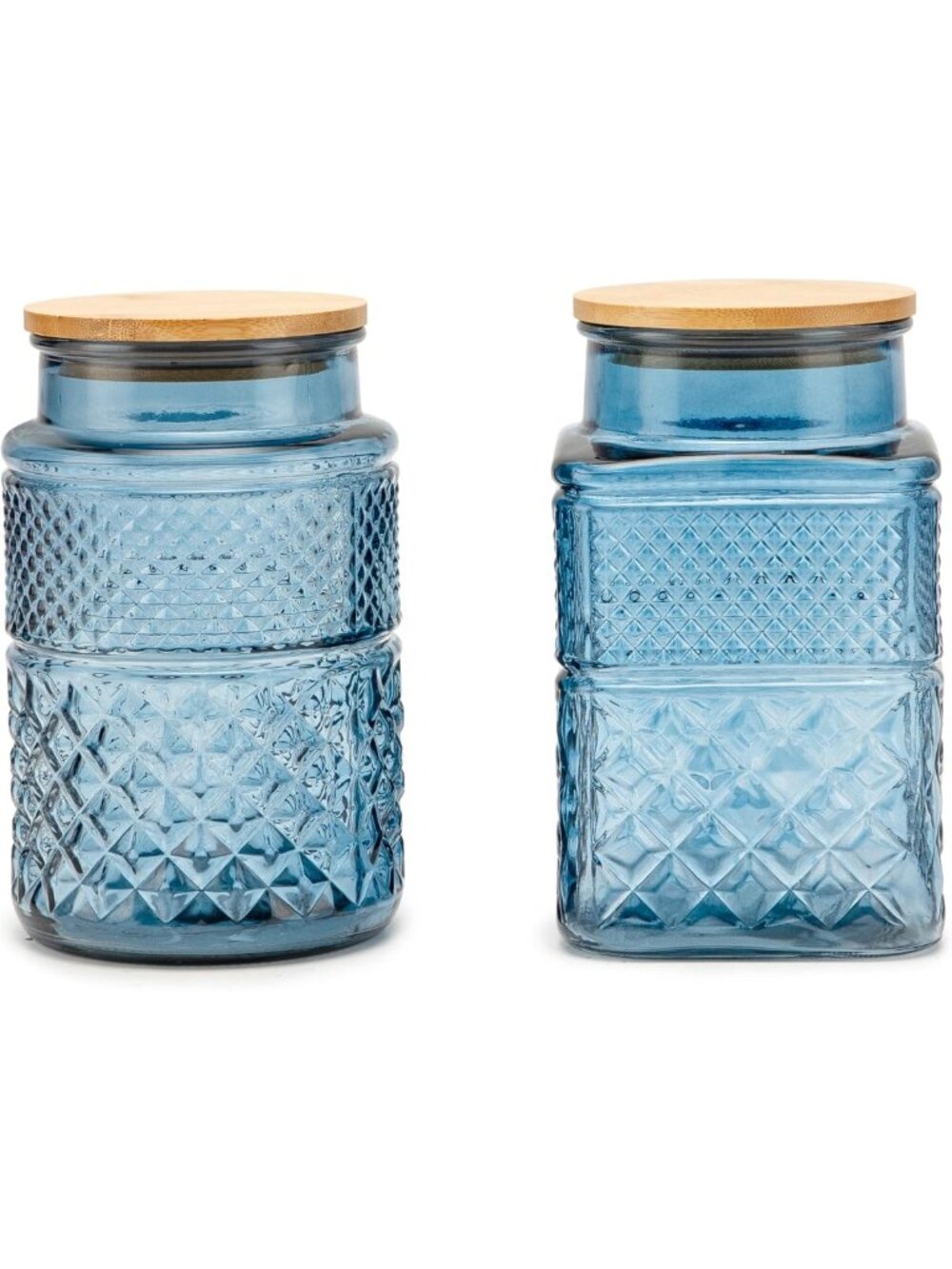 Set of 2 Large Airtight Glass Storage Jars with Bamboo Lids - Perfect for